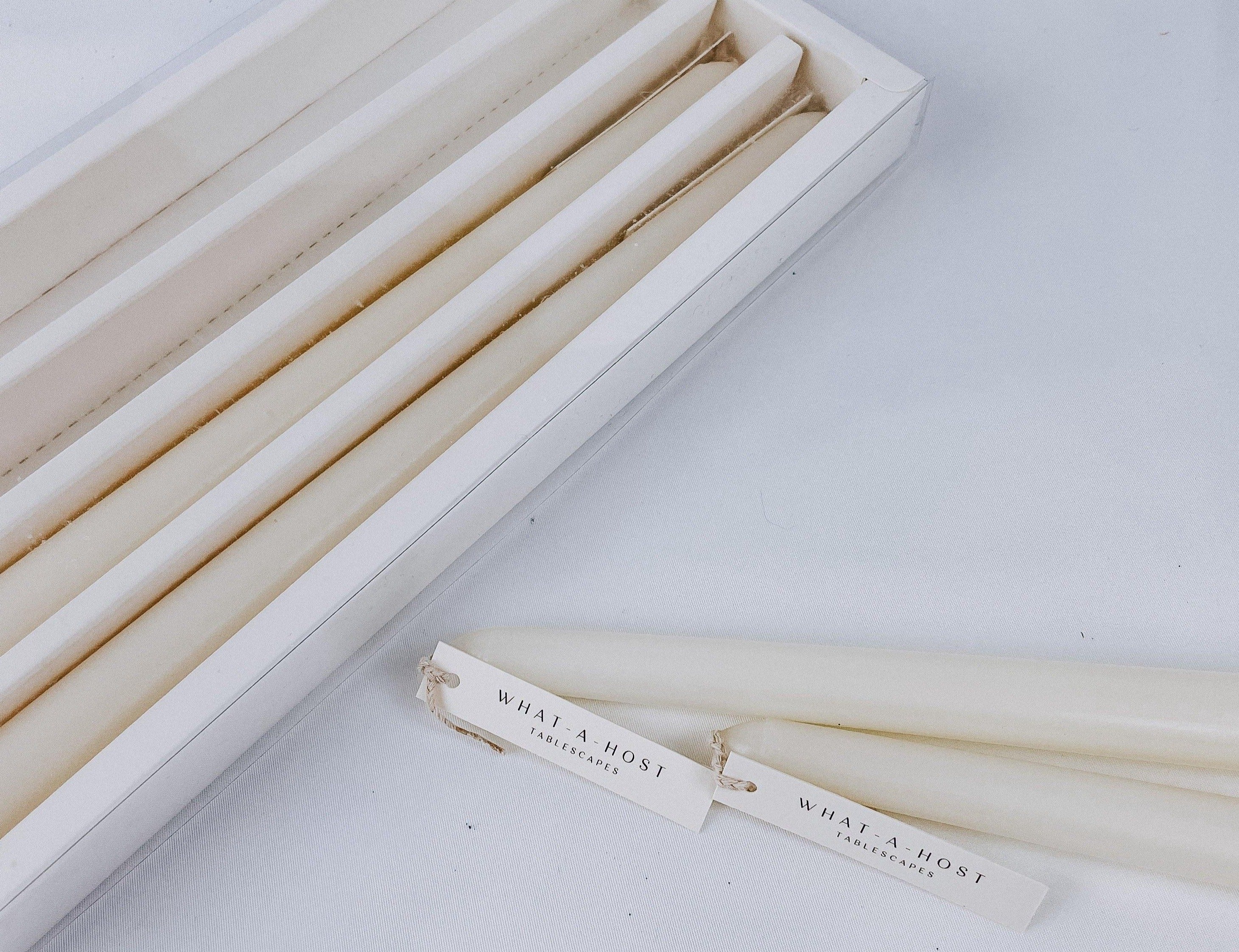 White Taper Conic Vanilla Scented Candles from What a Host Home Decor